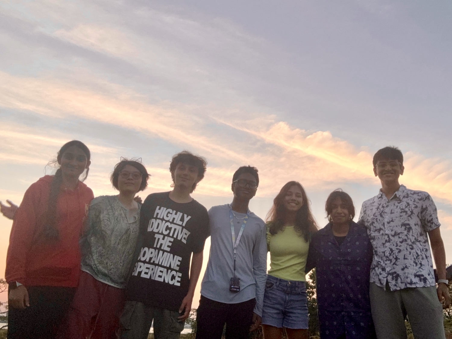Friends together at sunset